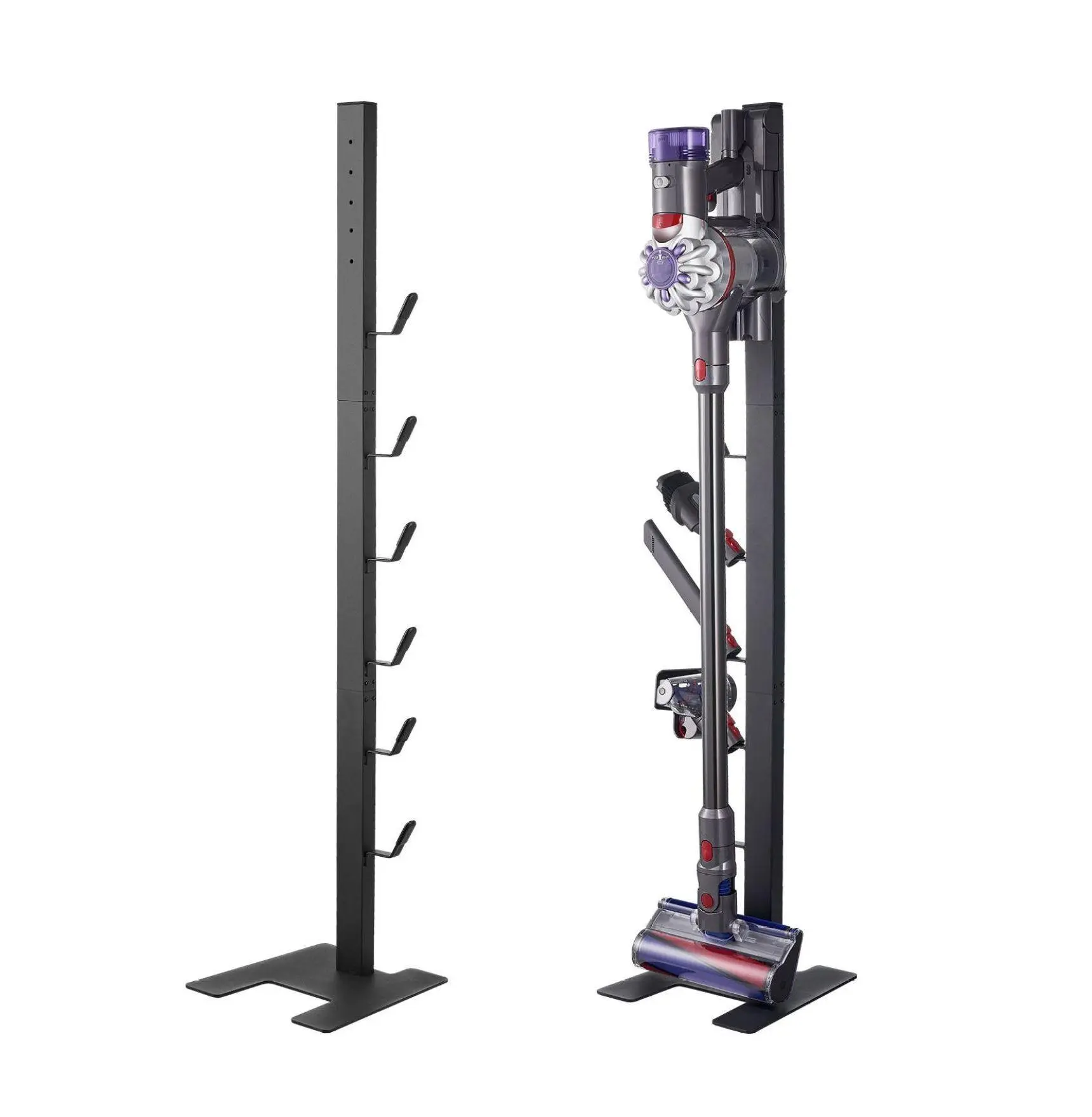 Vacuum Stand for Dyson V6 V7 V8 V10 V11 V15, 6 Hooks Holder for Dyson DC30-74 Cordless Vacuums & Accessories, Stable Space Saving Organizer Vertical Square Tube