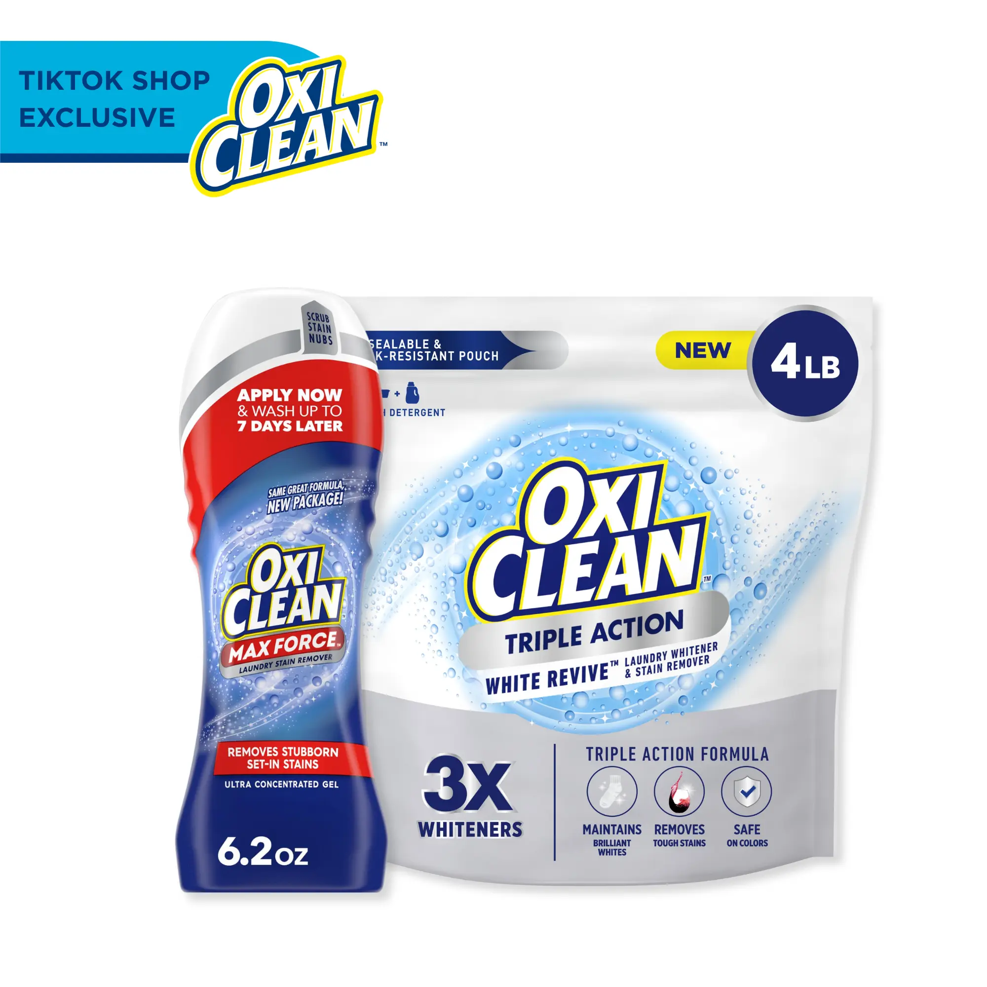 OxiClean Triple Action Laundry Booster + Stain Pre-Treater Bundle OxiClean Triple Action Laundry Booster + Stain Pre-Treater Bundle