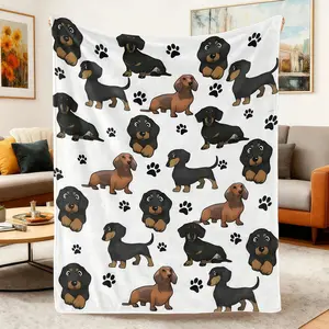 Adorable Dachshund Dog Blanket,Soft Flannel Throw Blanket for Couch Bed Sofa,Cozy Lightweight Warm Blanket for Adults Kids Pets,Cute Home Decor Gift Idea summerwins