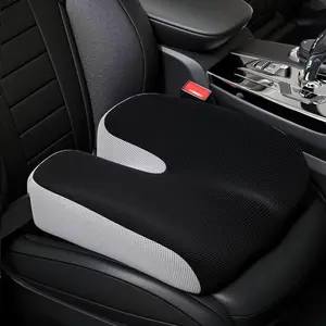 Adult Car Booster Seat Cushion, Memory Foam Wedge Cushion for Short People While Driving, Portable Driver Seat Cushion to Raise Height 3in for Cars, Trucks, Home Office Chairs, Black