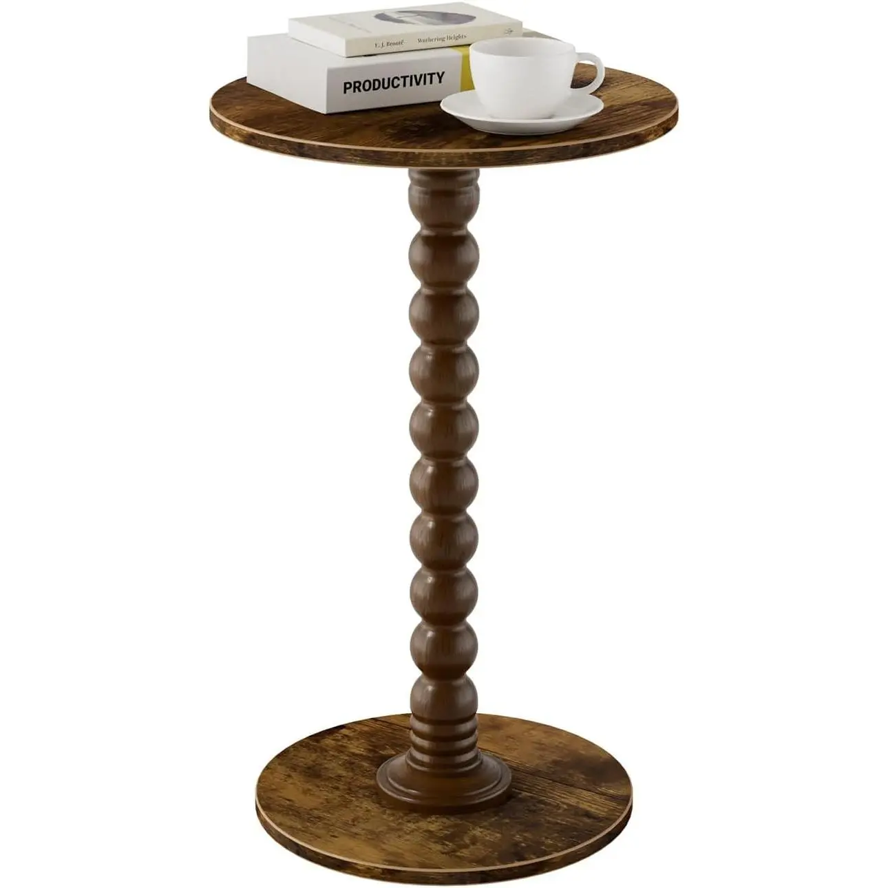 Drink Table, Drink Tables for Small Spaces, Modern Accent Nightstand with Solid Wood Leg for Living Room, Bathroom, Bedroom