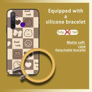Protective Bracelet Phone Case For OPPO Realme5 Pro/Realme Q Back Cover Waterproof Youth Funny Anti-knock Cartoon Ring Soft Case Personality heat dissipation Solid Color Cute