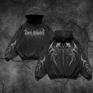 [Dark Athletics Series] Ghost Sigil Oversized Vintage Washed Hoodie, Gym Apparel, Workout Wear, Training Men's Top, Aesthetic Shirt, Discipline, Strength, Focus