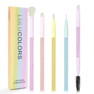 LULUCOLORS Eye Makeup Brush Set for Eyelash, Eyeshadow, Eyebrow, and Eyeliner Application - 5 Soft Bristles