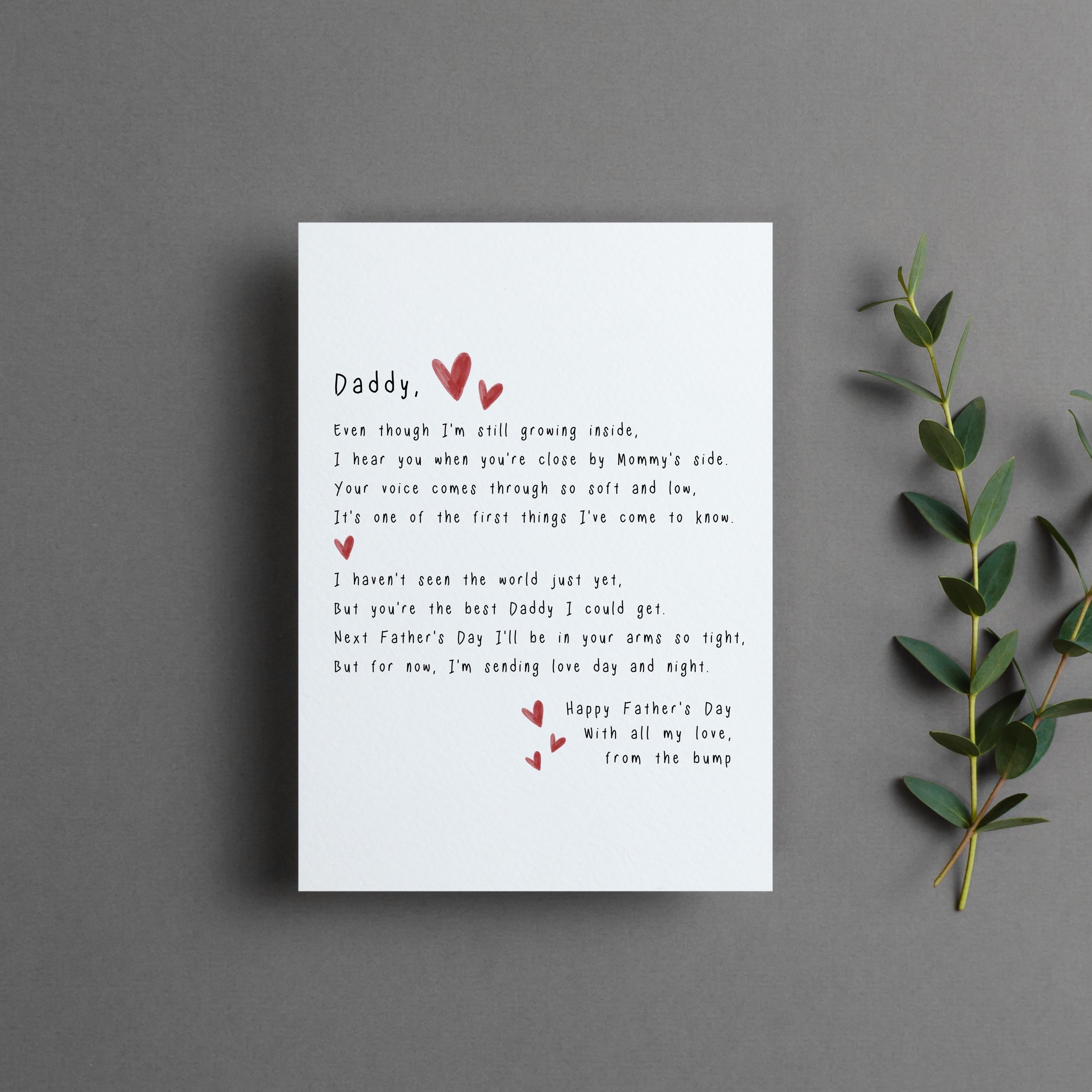 Happy Fathers Day From The Bump Card, New Daddy Fathers Day Gift, Dad TO Be FrOm UnbOrn Baby Greeting Card, Future Dad Folded Card