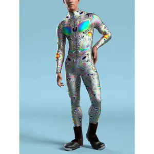 Men's Digital Printed Jumpsuit Fitness Suit Halloween Party Cosplay Costume