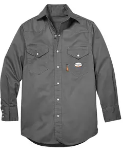 Rasco Men's Fr Solid Lightweight Long Sleeve Pearl Snap Work Shirt - Fr1003gy