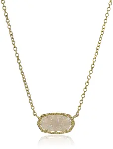 Kendra Scott Signature Elisa Gold Plated Iridescent Druzy Pendant Necklace - 4217709208