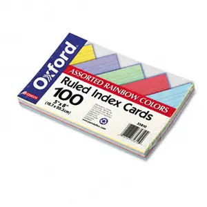 Esselte Pendaflex  Ruled Index Cards 5 x 8 Blue/Violet/Canary/Green/Cherry 100 per Pack, Durable Card, Office Stationery