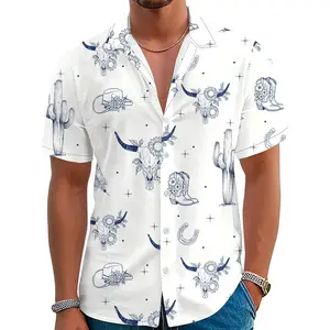 Western Shirts for Men Cowboy Country Shirt Short Sleeve Retro Button Down Outfits