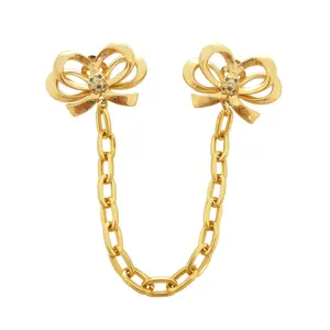 Gold bow collar clips