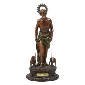 San Lazaro 12" Inches Tall 1287-12  Bronce-Color St Lazarus Estatua Brand New Religious art image, home decor, wall decor, church events, gifts - Mg
