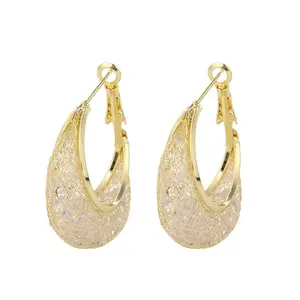 Hollow Mesh Gold Drop Earrings, Trendy 2026 Accessory
