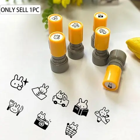 Cute Rabbit Pattern Stamp, 1 Count Round Self-inking Stamp, Office Stationery & Supplies for Home School Office Dormitory, Booklet Stamps