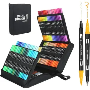 Dual Tip Brush Marker Pens with Fineliner Brush Tip Pens Felt Tip Pens Set, Art Markers Watercolour Brush Calligraphy Drawing Art Supplies, Art Materials, Art Craft Supplies