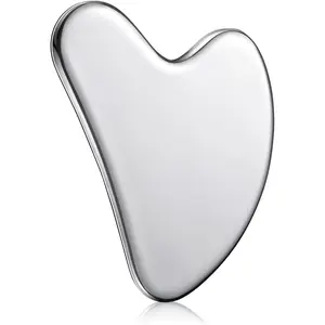 Nuanchu  Stainless Steel Gua Sha Facial Tools Metal Guasha Tool for Face Body Jawline Shaper, Double Chin Reducer, Puffiness Reducing, Lymphatic Drainage Massager Skin Care Gift with Pouch(Silver)