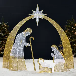 Best Choice Products Lighted 2D Christmas Nativity Scene Outdoor Décor w/ Twinkling LED Lights