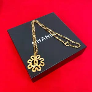 Pre-owned CHANEL Brass Small Leather Goods Coco Mark Necklace