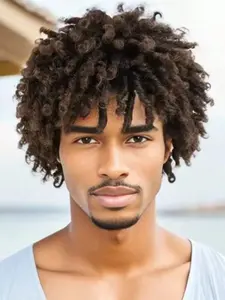 Men's Dreadlock Wig, Short Braided Wigs, Synthetic Afro Twist, Coily Hair Style, All-Season Wear, Ideal for Daily Use & Stylish Looks