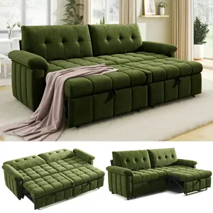 [Ships in 2 Boxes]VanAcc 93” Convertible Sofa Bed with Pull-Out Sleeper, 4-in-1 Couch with 5-Position Backrest, Tufted Chenille, Easy 10-Min Assembly, Modern Couch for Living Room & Guests