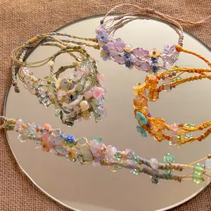 Exquisite Handmade Chinese-Inspired Natural Stone Flower Woven Rope Bracelet - Unique, Luxurious Gift for Best Friends, Light Luxury, Niche, Hand Rope Jewelry bracelet stack friendship bracelets bangles bracelets charm bracelets