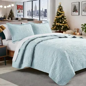 Queen Bed Quilt Solid Bed Cover - Soft Bed Summer Quilt Lightweight Microfiber Bed Cover - Bohemian Bed Cover for All Seasons