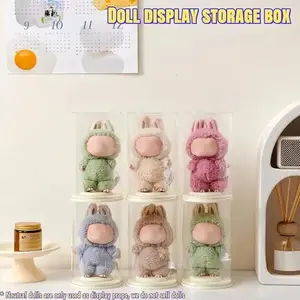 Rotating Display Case with Metal Clips & Flexible Arms,Clear Figure Display Case with Dust Proof Cover,for 17/15cm Plush Dolls&Gundam HG/RG/SD 1/144 Scale, Stackable Holder Display Shelf for Collectibles,NO Dolls