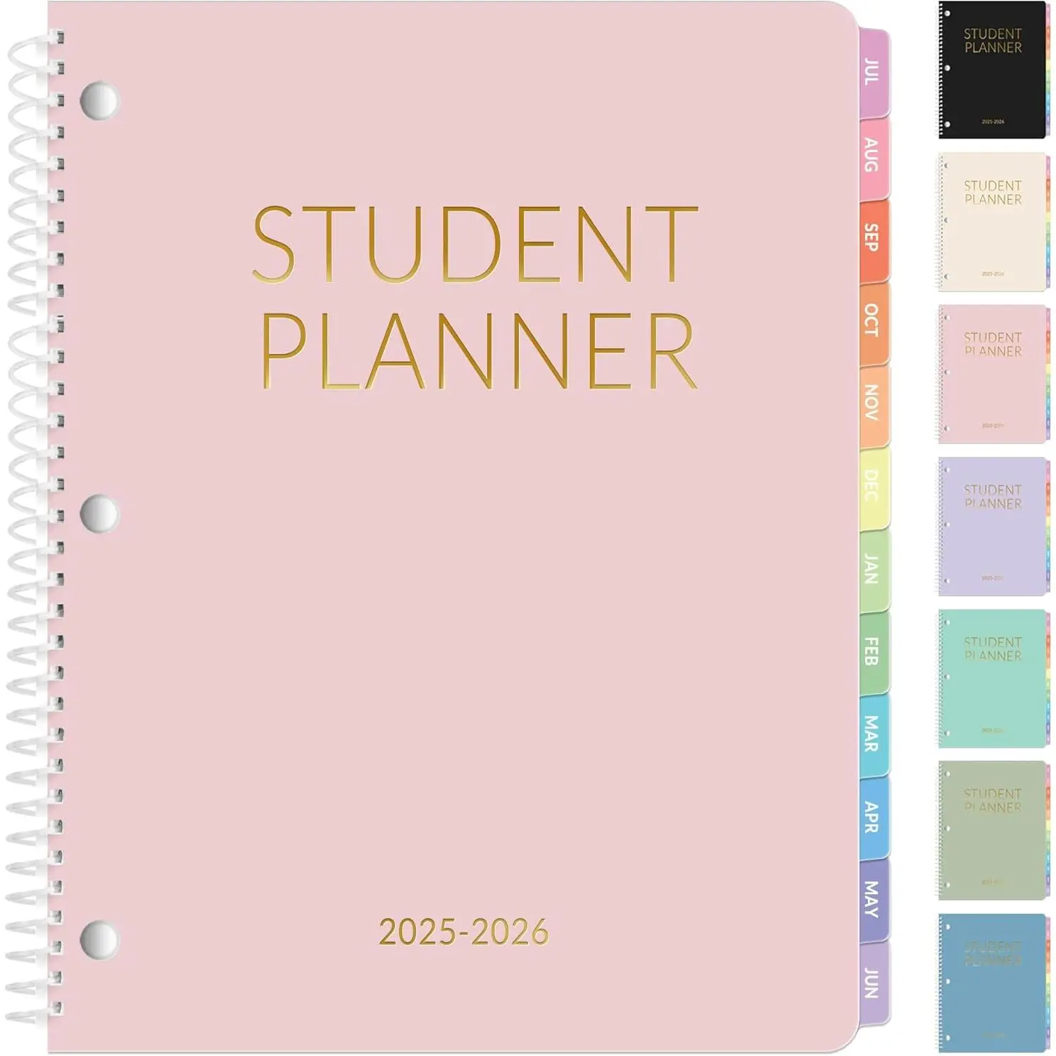 Student Planner 2025-2026,  Academic Weekly & Monthly Planner, Jul. 2025 - Jun. 2026, 8.5"x11" School Planner, Lesson Plan Book with Week's Goals, Bookmark, Monthly Tabs, 3-Hole Punched, Pink