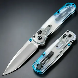 535 Folding Knife with Transparent Acrylic Handle, Portable EDC Emergency Tool for Outdoor Camping & Hiking, Premium Gift Box for Holiday Gifting & Collection