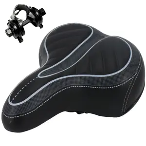 Universal Wide Bike Seat Gel Padded with Reflect, Bicycle Bike Saddle Waterproof Soft Foam Cushion for Cruiser E-Bike Folding Bike Road Bike & Exercise Bike, Comfort Replacement Bike Accessories for Men Women