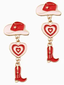 Western Cowboy Style Earrings, Fashionable Hat & Boots Design Earrings for Women & Girls, Trendy All-match & Exquisite Jewelry for Birthday Gift, Dangling Earrings