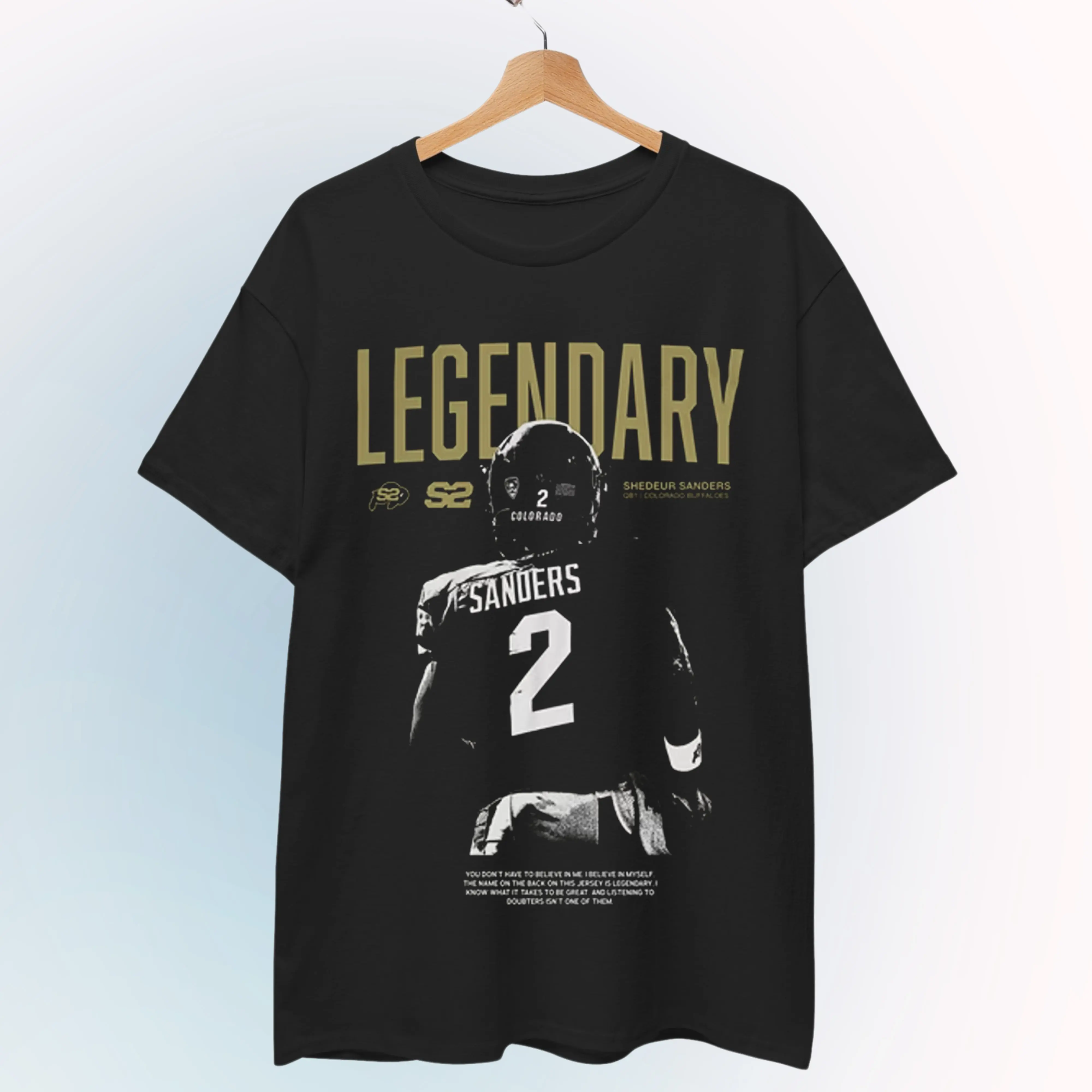 Shedeur Sanders Legendary T-Shirt, Football Graphic Tee, Colorado, Football Shirt, Game Day T-Shirt, Unisex, Fan Gift, Men's Graphic Round Neck T-shirt