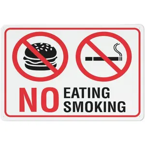 No Eating No Smoking Sign 8"X12" Rust Free Aluminum Signs Outdoor, Metal Tin Sign For Home, Business, Yard