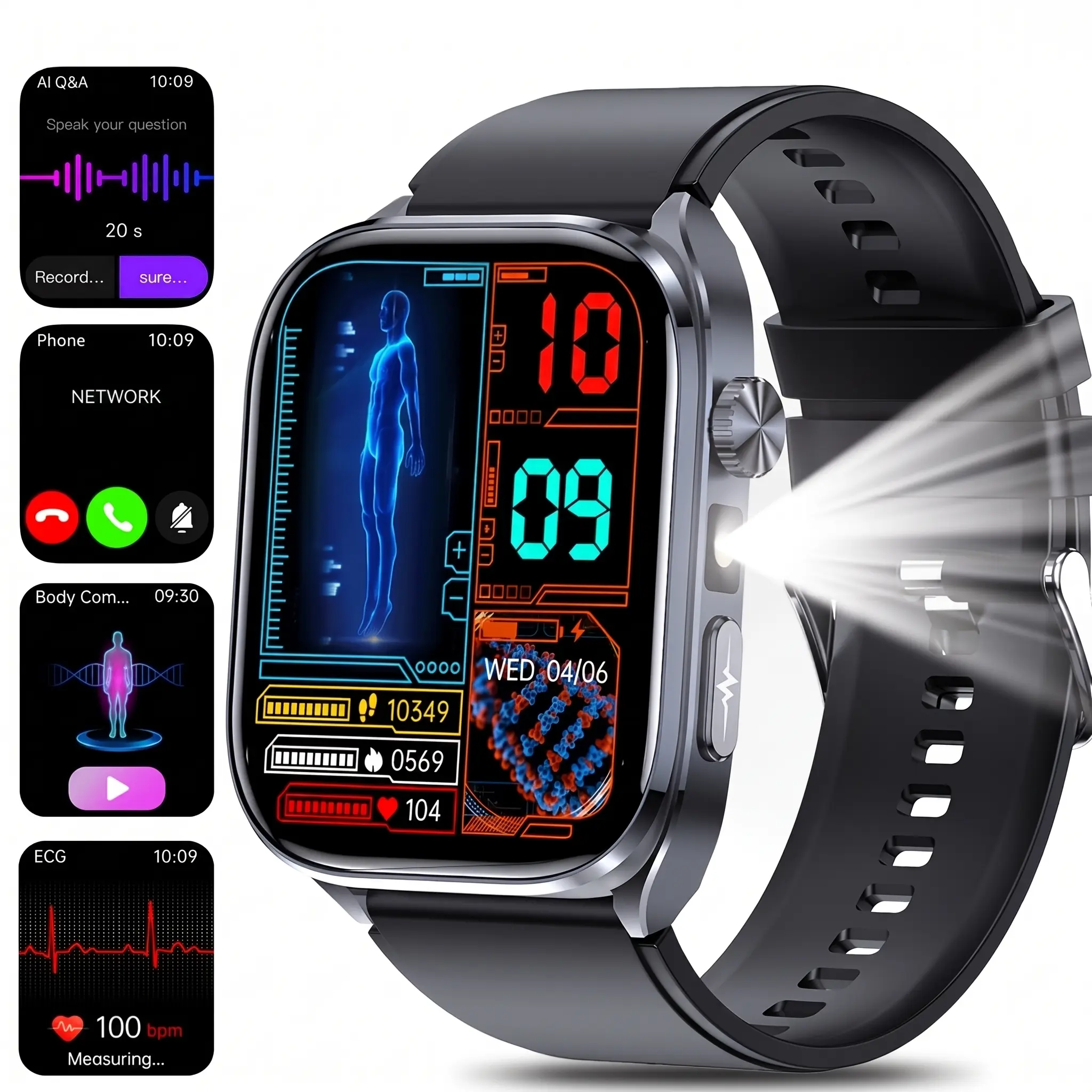 2026 Smartwatch with AMOLED   fast-charging cable sport mode temu big sale sleep fitness    wireless comfortable ultra strap hd screen calorie unisex adult outdoor compass free deliver counter android app notification watch  message reminder lte card gps