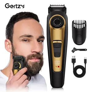 Gertzy Men's Hair Trimmer with LCD Battery Display, Rechargeable Beard Trimmer, Cordless Rechargeable Clippers, Professional Grooming Gift for Him, Father's Day, Christmas, Birthday