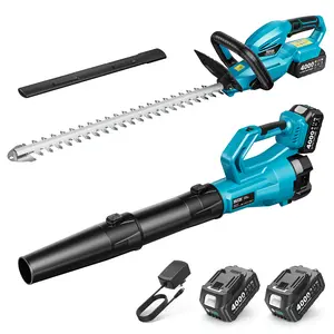 SEESII Cordless Hedge Trimmer & Leaf Blower Kit,With 20" Dual-Action Blade And 2 Speed Modes, 2 Pcs 4.0Ah Batteries, Yard Cleanup Fast & Powerful, Long Battery Life, Safe & Lightweight for Full Garden Upkeep HC100