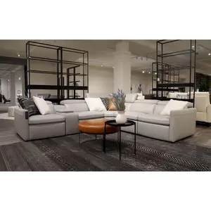 Maison Leather Recliner Sectional Sofa With Console