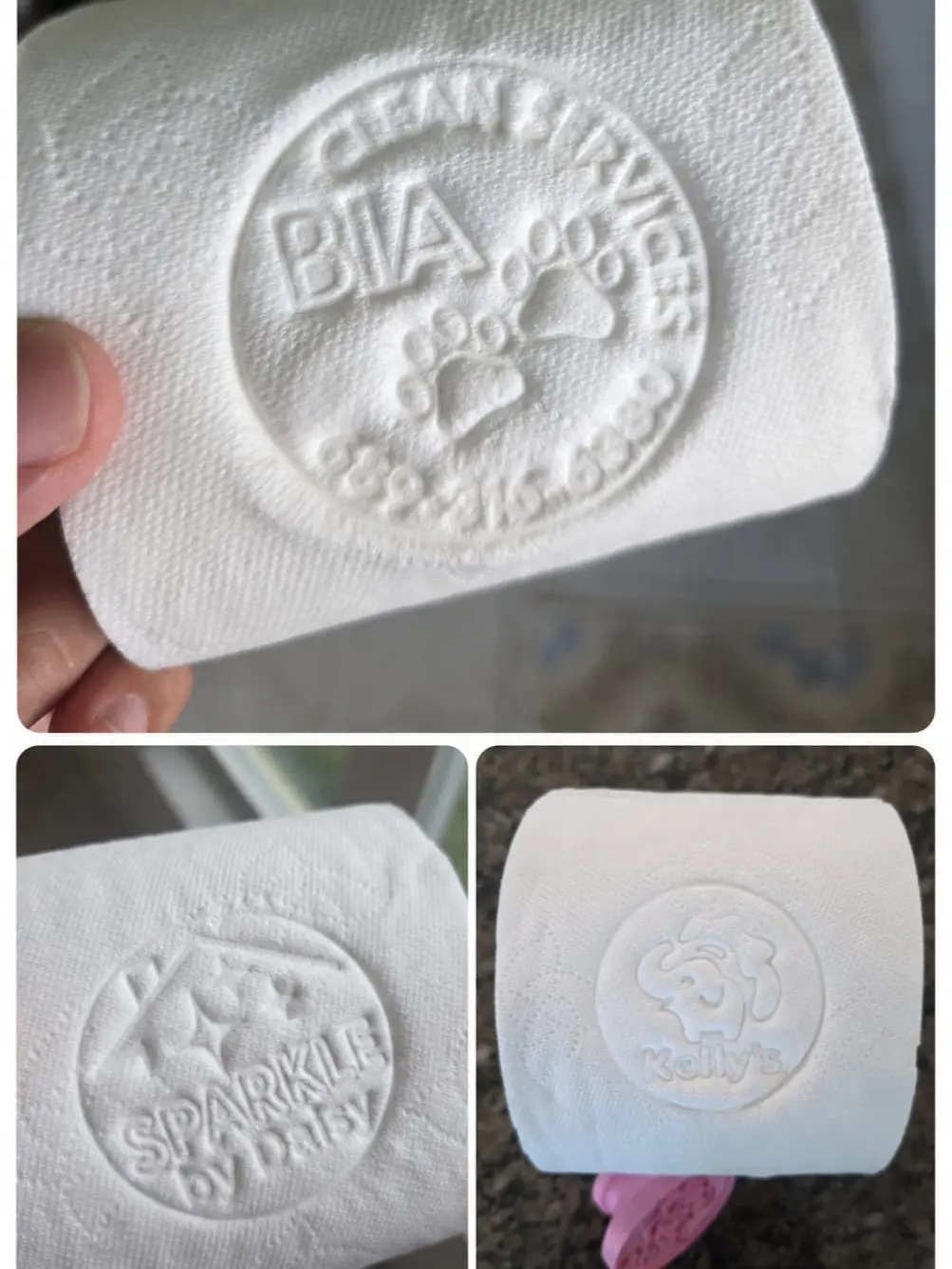 Custom Business Logo Toilet Paper Stamp – Personalized Ink-Free Embosser for Cleaning Companies, Airbnb & Hotels
