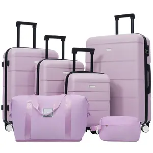 Hardshell Luggage Sets 6 Piece with 2 Bags,Carry on Suitcase with Handle Password Lock Double Spinner Wheels, Lightweight 16"+20"+24"+28" Luggages
