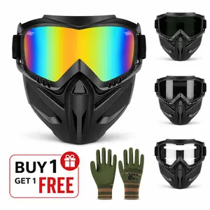 Full Face Shield with Integrated Goggles, Dustproof Sandstorm Anti-Fog Protective Mask, Breathable Clear Eye Visor for Outdoor Sports Cycling Work, 2026 Upgraded Grass Cutting Mask, Windproof Dust Detachable Full Face Goggle Mask for Mowing Grass