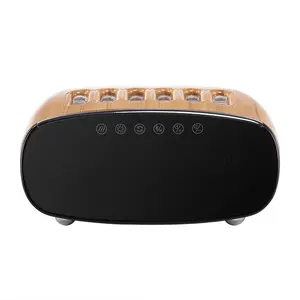 Wood Finish Small Desk Humidifier-Speaker, USB Plug, 7-Color Sound-Activated Dynamic Lights, Silent Mode, Aromatherapy Diffuser, Bluetooth Audio, 195*139*92mm, Nasal Congestion Relief, Sore Throat Relief for Office