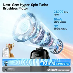 4-in-1 portable refrigeration handheld turbo fan with 199 speed settings, 21,000 revolutions per minute, 12hour cooling, digital display, 120° rotation, USB charging, mini handheld personal fan.Suitable for travel, indoor use, and office desk usage