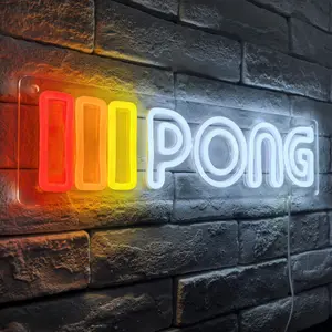 PONG Neon LED Sign Official Licensed PONG Atari Game Sign for Retro Gaming Room 80's Vibes Classic Arcade Wall Decor Gift for Gamers (17" x 4")