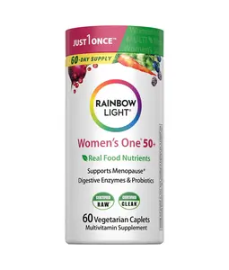 Rainbow Light Womens One + Multivitamin 50 Plus | 60 Caplets | Supports Menopause | Real Food Nutrients, Digestive Enzymes & Probiotics