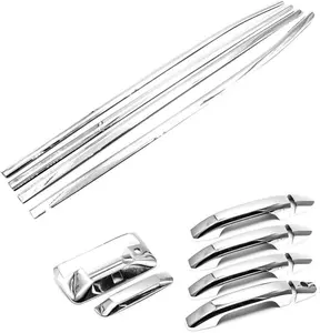 Sizver Chrome Combo Set Stainless Steel Window Sills Trims+ABS Plastic Door Handle+Tailgate w/Camera Holes Covers For 2014-2017 Chevrolet Silverado 1500/2015-2017 2500/3500 All Models Crew Cab Only