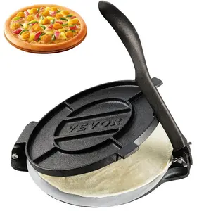fathersdaygift VEVOR Tortilla Press, 8 Inch Tortilla and Roti Maker, Cast Iron Heavy Duty Tortilladora Press, Pre-Seasoned Pataconera Maker with 100 Pcs Parchment Paper, Dough Maker for Flour Tortilla, Tawa, Silver