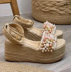 Esmeralda Gold Platform Sandals with 10 cm Height - Women's Fashionable Wedge Shoes Girl High Heels Stylish & Elegant Footwear Chunky Pumps
