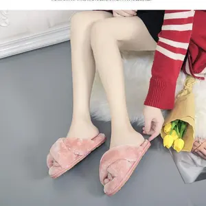 Cozy Fuzzy Cross Strap Slippers for Women Non-slip Rubber Sole Indoor Home Shoes Multiple Sizes Neon Pink Pattern Embroidered Cartoon Footwear Stylish