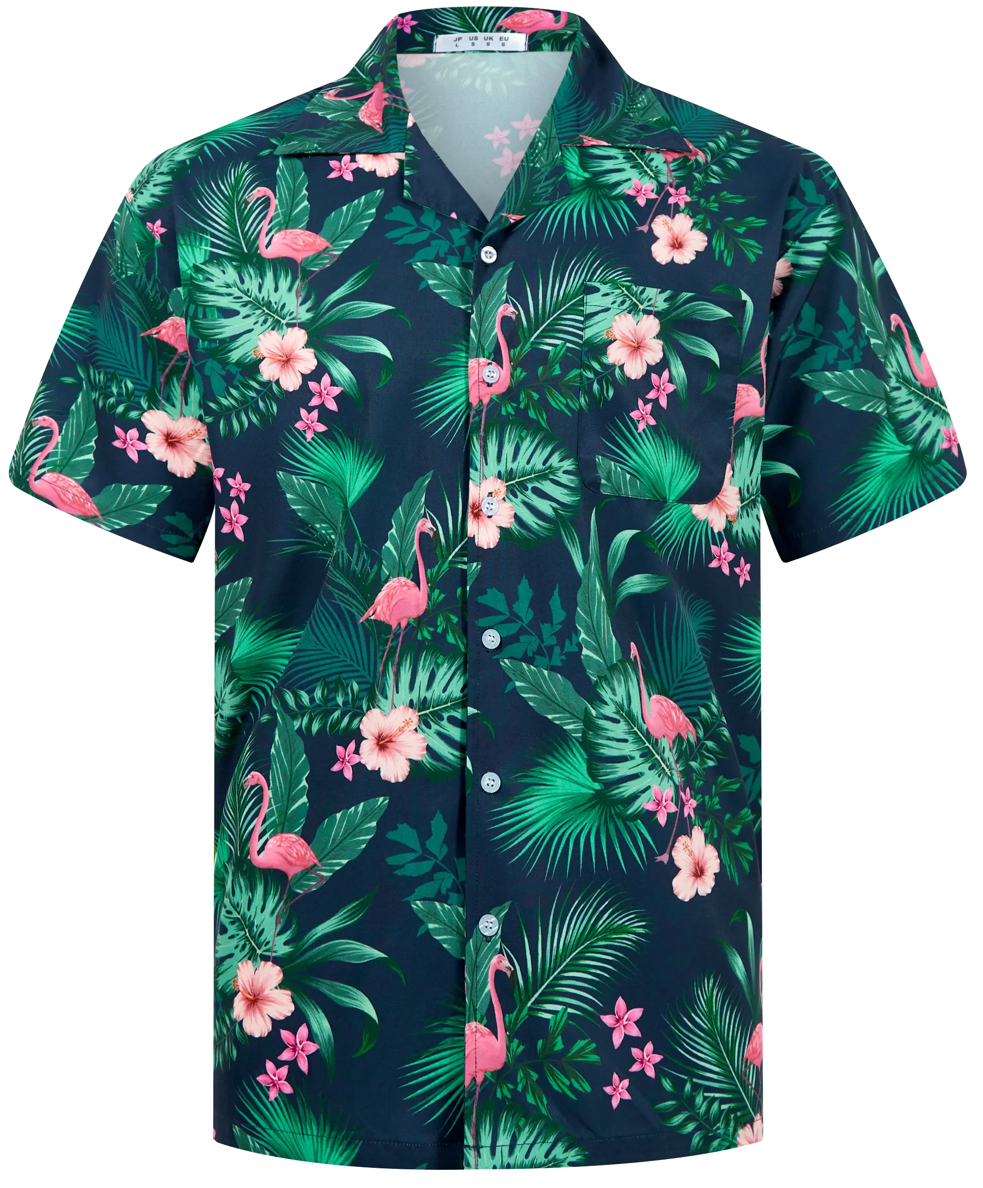 APTRO Men's Hawaiian Short-Sleeve Button-Down Shirt, Athletic Fit Fabric with Stretch, Quick Dry, UPF 50, Soft, Pocket, Relaxed Cut, Tropical Floral Print, Polyester-Elastane Blend, Athletic Holiday Wear