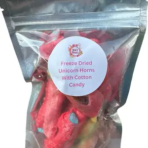 Freeze dried Unicorn horns with cotton candy inside Snack
